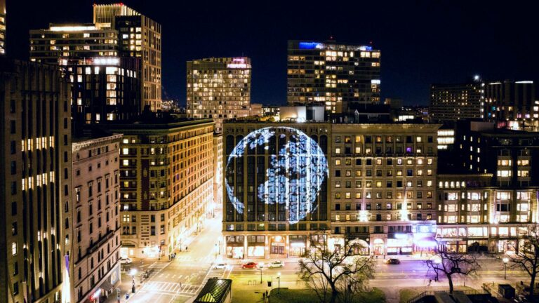 The Earthshot Prize projection on Emerson College building