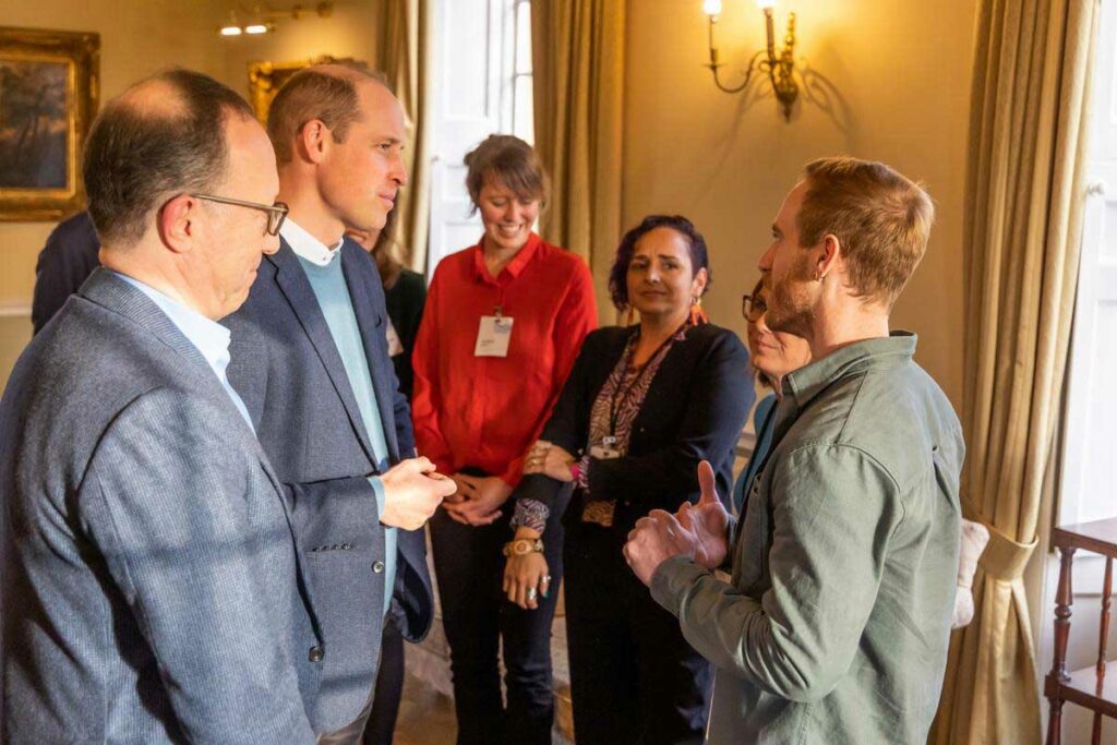 Prince William meets Jan Verbeek (SeaForester), Francis Zoet (Great Bubble Barrier) and Larissa Hale (Queensland Indigenous Womens Ranger Network)