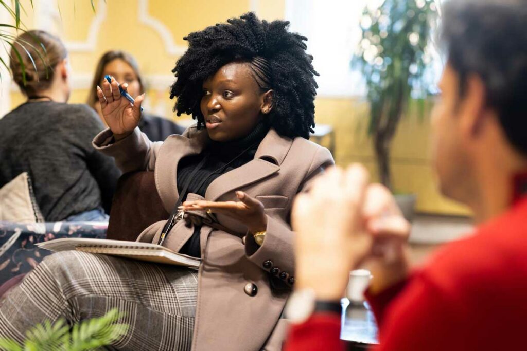 Charlot Magayi (Mukuru Clean Stoves) during a workshop