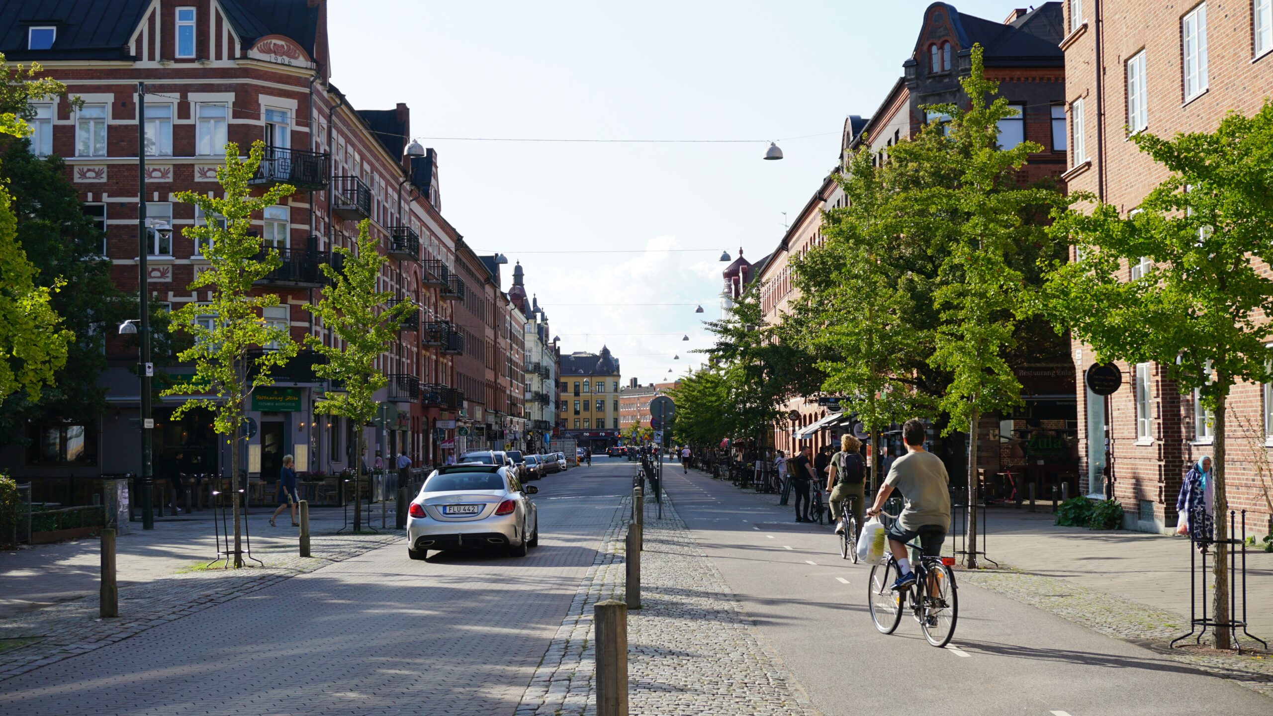 Malmo city, man riding a bike
