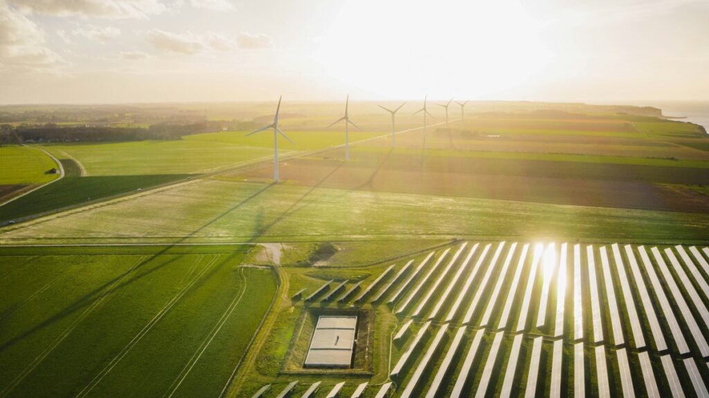 wind turbines solar panels